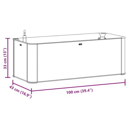 Градинска повдигната леха, самополивна, антрацит, 100x43x33 см