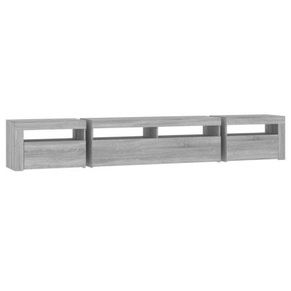 ТВ шкаф с LED осветление, сив сонома, 240x35x40 см