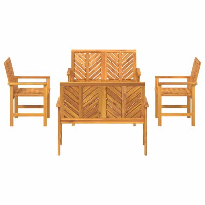 Комплект за почивка в градина Кафяво Масивна акациева дървесина