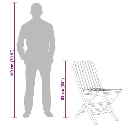 Сгъваеми градински столове, 6 бр, 47x47x89 см, тик масив