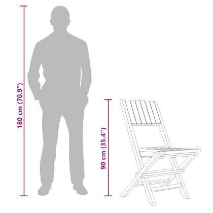 Сгъваеми градински столове, 4 бр, 47x61x90 см, тик масив