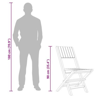 Сгъваеми градински столове, 8 бр, 47x61x90 см, тик масив