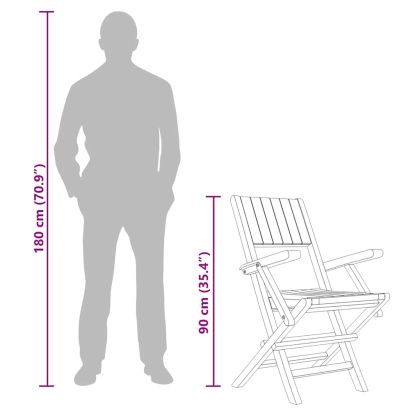 Сгъваеми градински столове, 6 бр, 55x61x90 см, тик масив