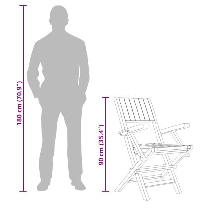 Сгъваеми градински столове, 8 бр, 55x61x90 см, тик масив