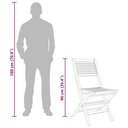 Сгъваеми градински столове, 4 бр, 47x62x90 см, тик масив