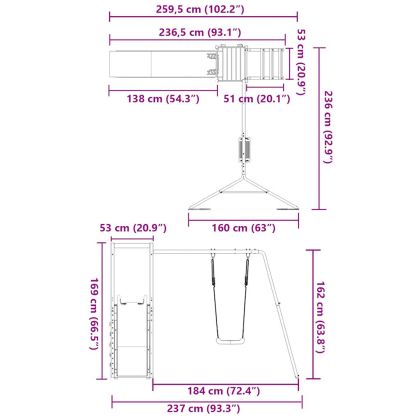 Комбинирано детско съоръжение за игра на открито, бор масив
