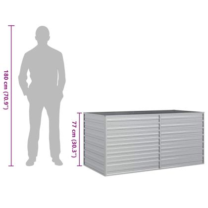 Повдигната градинска леха, 160x80x77 см, стомана, сребриста