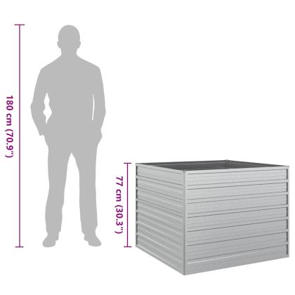 Повдигната градинска леха, 100x100x77 см, стомана, сребриста
