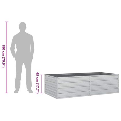 Повдигната градинска леха, 160x80x45 см, стомана, сребриста