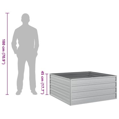 Повдигната градинска леха, 100x100x45 см, стомана, сребриста