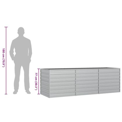 Повдигната градинска леха, 240x80x77 см, стомана, сребриста