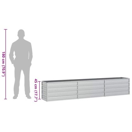 Повдигната градинска леха, 240x40x45 см, стомана, сребриста