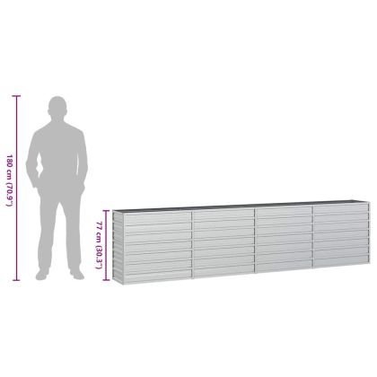 Повдигната градинска леха, 320x40x77 см, стомана, сребриста