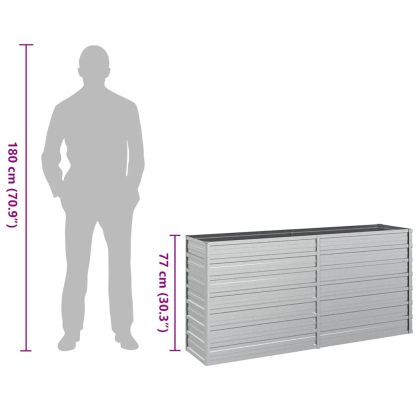 Повдигната градинска леха, 160x40x77 см, стомана, сребриста