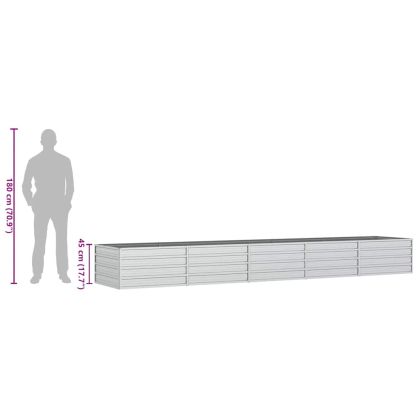 Повдигната градинска леха, 400x80x45 см, стомана, сребриста