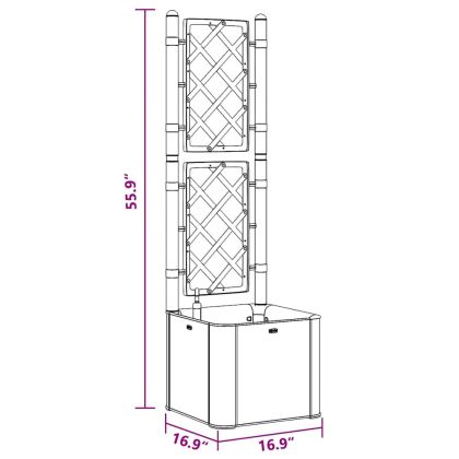 Градинска повдигната леха с решетка, самополивна, сива