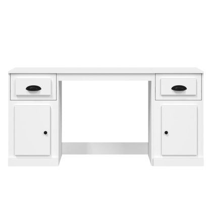 Бюро с шкаф, бял, инженерно дърво