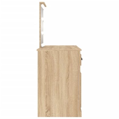 Тоалетка с LED, дъб сонома, 130x50x132,5 см