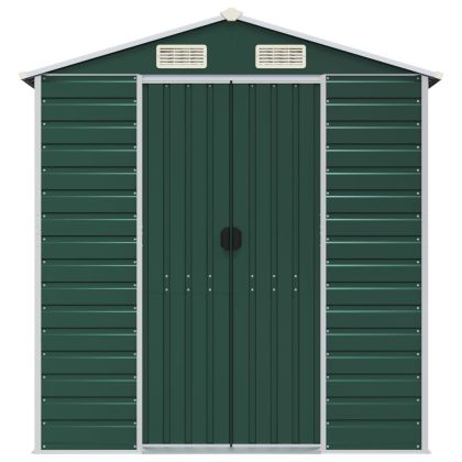 Градинска барака зелена 191x385x198 см поцинкована стомана