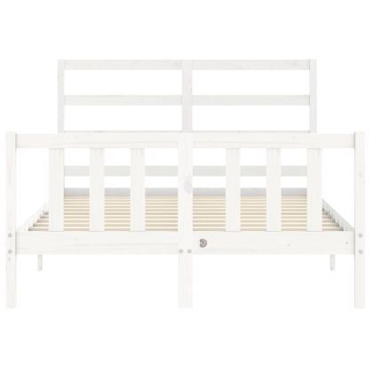 Рамка за легло с табла бяла Small Double масивна дървесина