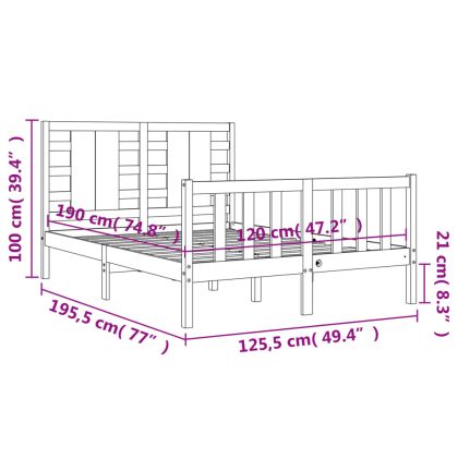Рамка за легло с табла бяла Small Double масивна дървесина