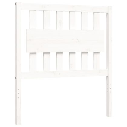 Рамка за легло с табла, бяла, 90x200 см, масивно дърво