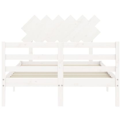 Рамка за легло с табла бяла Double масивно дърво