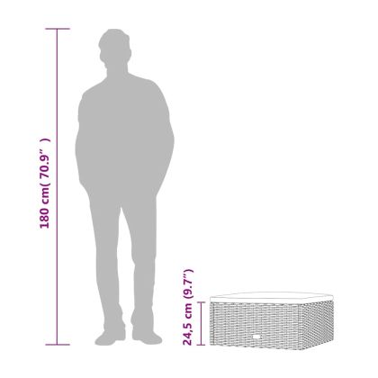Градинска табуретка за крака с възглавница, черна, полиратан