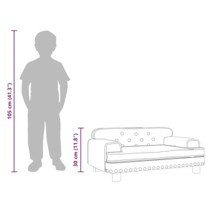 Детски диван, Тъмносив, 70x45x30 см, кадифе