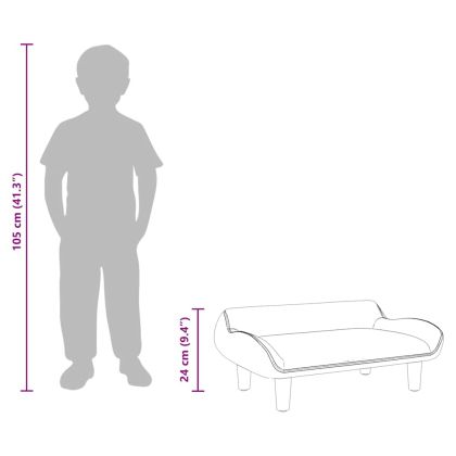 Детски диван, кафяв, 70x40x24 см, кадифе