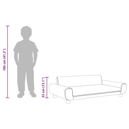 Детски диван, кафяво, 100x54x33 см, кадифе