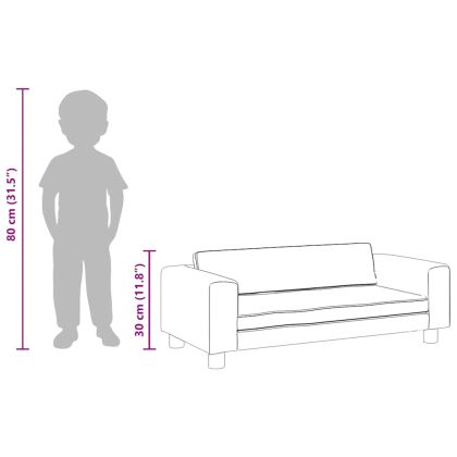 Детски диван с табуретка, кремав, 100x50x30 см, изкуствена кожа