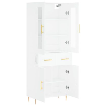 Висок шкаф, бял, 69,5x34x180 см, инженерно дърво