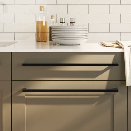 Дръжки за шкафове, 20 бр, черни, 480 мм, неръждаема стомана