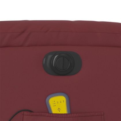 Електрически масажен накланящ стол виненочервен изкуствена кожа