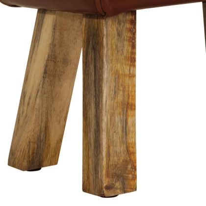 Пейка гимнастическа 38 см кафява естествена кожа и манго масив