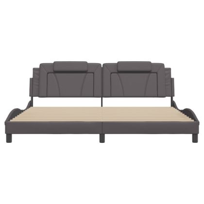 Рамка за легло Viana без матрак, сива, 200x200 см, изкуствена кожа