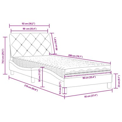 Легло с матрак, розово, 90x200 см, кадифе