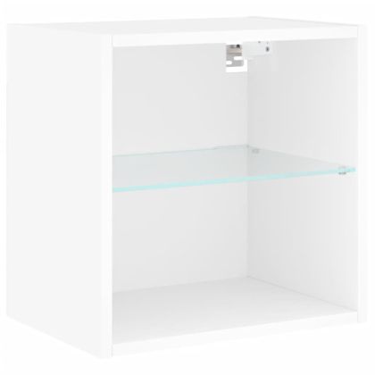 ТВ стенни модули с LED, 5 части, бели, инженерно дърво