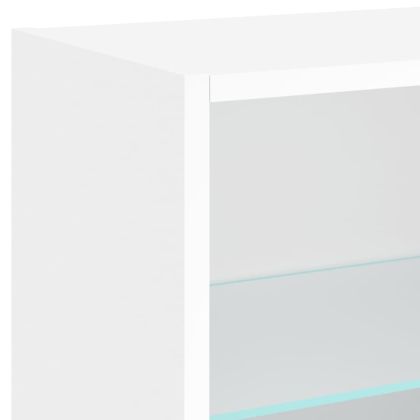 ТВ стенни модули с LED, 5 части, бели, инженерно дърво