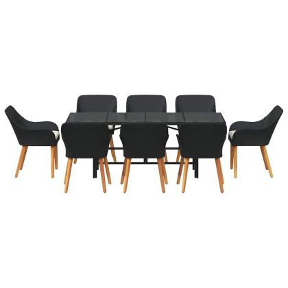 Комплект за хранене в градината 9 pcs Черно полиратан