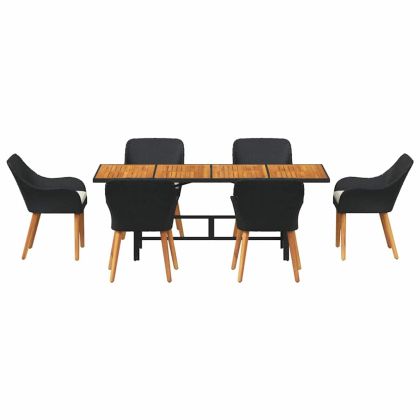 Комплект за хранене в градината 7 pcs Черно и кафяво полиратан