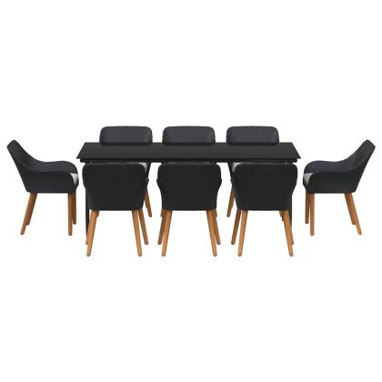 Комплект за хранене в градината 9 pcs Черно полиратан