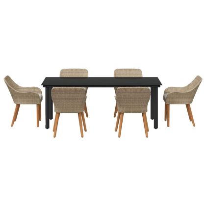 Комплект за хранене в градината 7 pcs Бежово полиратан