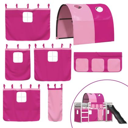 Двуетажно легло с пързалка и завеси, синьо, 90x200 см