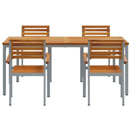 Комплект за хранене в градината 5 pcs сиво и кафяво