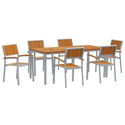 Комплект за хранене в градината 7 pcs сиво и кафяво