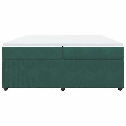 Боксспринг легло с матрак, тъмнозелено, 200x200 см, кадифе