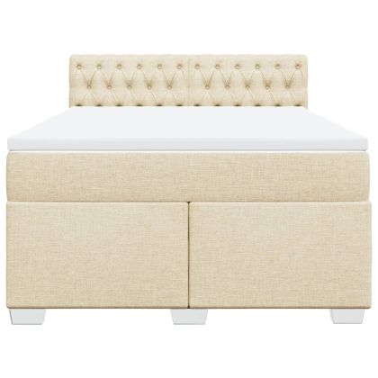 Боксспринг легло с матрак, кремава, 160x200 см, плат