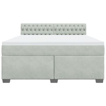 Боксспринг легло с матрак, светлосиво, 180x200 см, кадифе